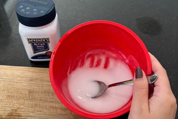 Bicarb soda paste for a microwave cleaning hack.