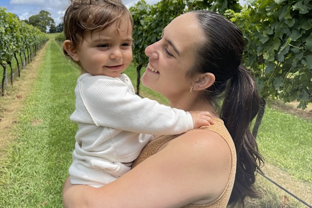 Nikolina Kharoufeh with her one-year-old son Noah. 