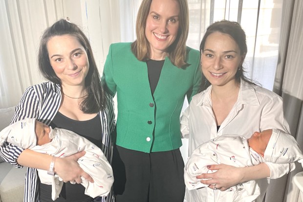 Medical Reporter Emily Rice with Nicole and William (L) and Gillianne and Alexander (R) 