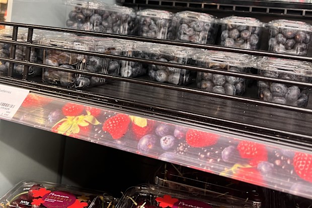 supermarket sign coles blueberries shortage 