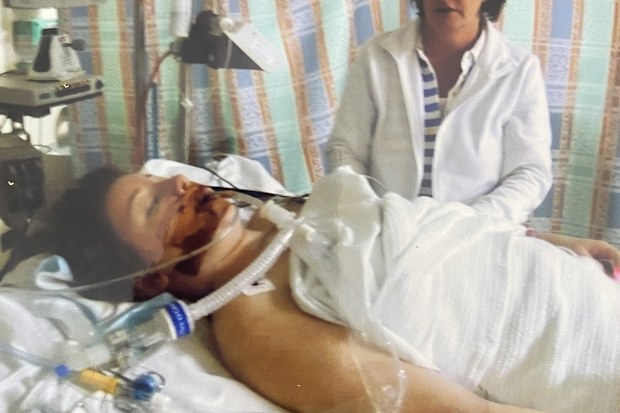 Allison Wilcox in hospital after the crash that changed her life.