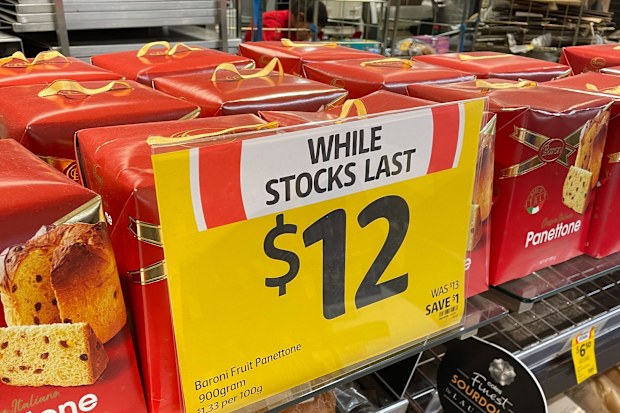 Italian dessert pannetone selling for $12 at Coles in North Sydney
