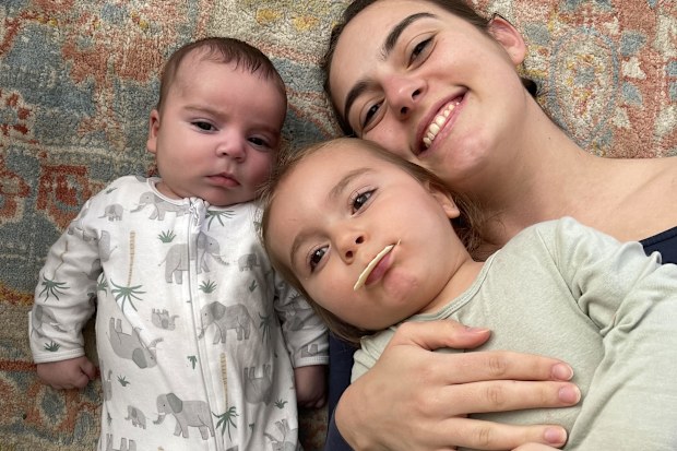 Nikolina Kharoufeh with sons Noah and Leo. 