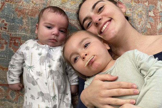 Nikolina Kharoufeh with sons Noah and Leo. 