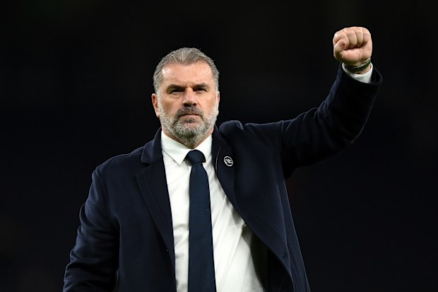 Ange Postecoglou of Tottenham Hotspur reacts after the team's victory.