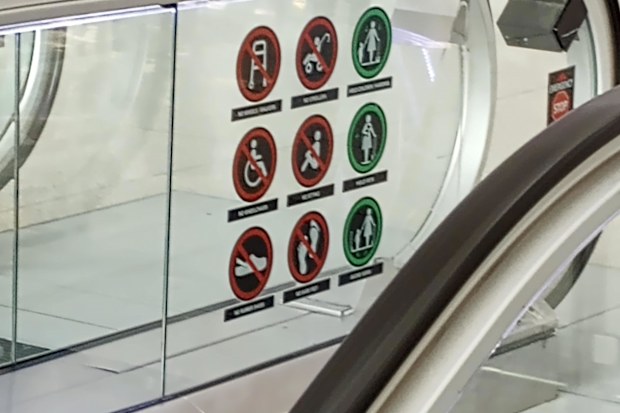 Many people have noticed the signs on escalators. No crocs signs. 