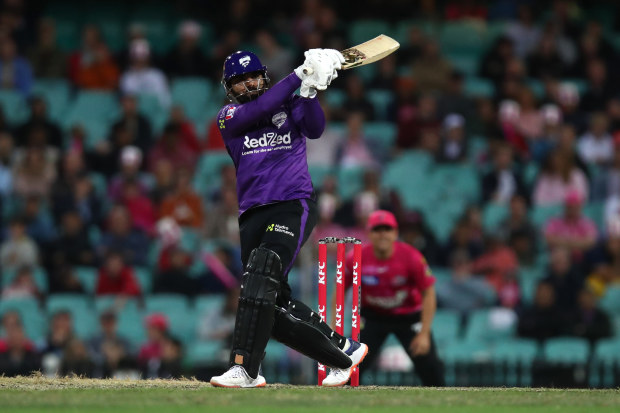 Asif Ali of the Hurricanes bats during the Men's Big Bash League match between the Sydney Sixers and the Hobart Hurricanes at Sydney Cricket Ground on December 22, 2022 in Sydney, Australia. (Photo by Jason McCawley - CA/Cricket Australia via Getty Images)