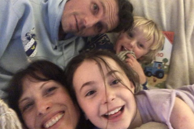 Karen and Ryan Fowler with daughter Remi (bottom right) and son Levi (top right).
