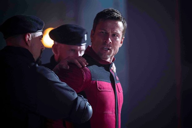 This image released by Paramount Pictures shows Glen Powell in a scene from The Running Man. 