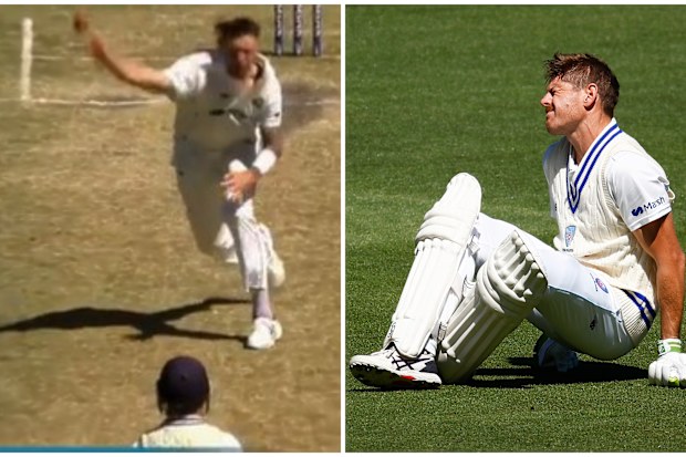 James Pattinson threw the ball at Daniel Hughes, who was hurt.