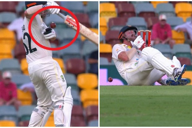 Travis Head was nailed by a Mark Wood delivery.