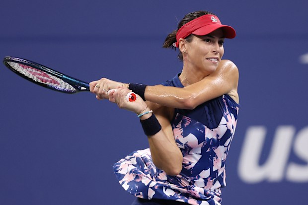 Ajla Tomljanovic of Australia returns against Ludmilla Samsonova of Russia during their Womens Singles Fourth Round match on Day Seven of the 2022 US Open at USTA Billie Jean King National Tennis Center on September 04, 2022 in the Flushing neighborhood of the Queens borough of New York City. (Photo by Julian Finney/Getty Images)