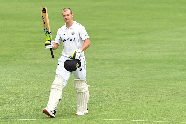 Josh Philippe of Western Australia celebrates his century.