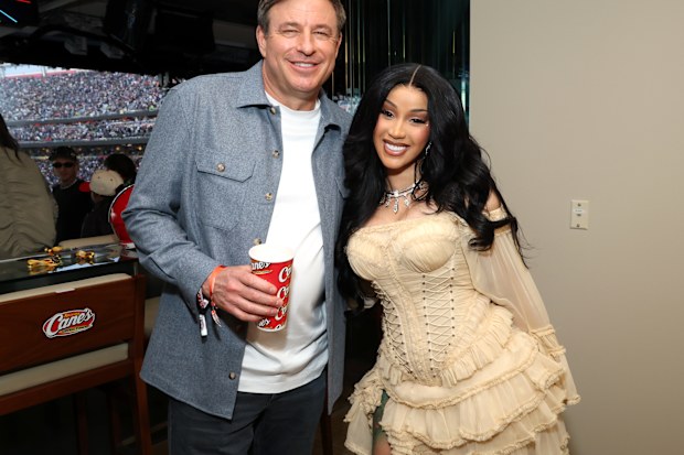 Todd Graves and Cardi B at the Super Bowl LX at Levi Stadium in Santa Clara at Levi's Stadium on February 8, 2026 in Santa Clara, California. 