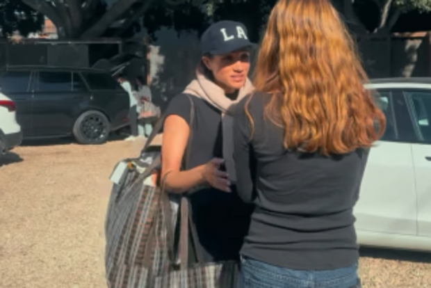 Meghan Markle arriving to volunteer at the Altadena Teen Girls Fire Recovery organisation.