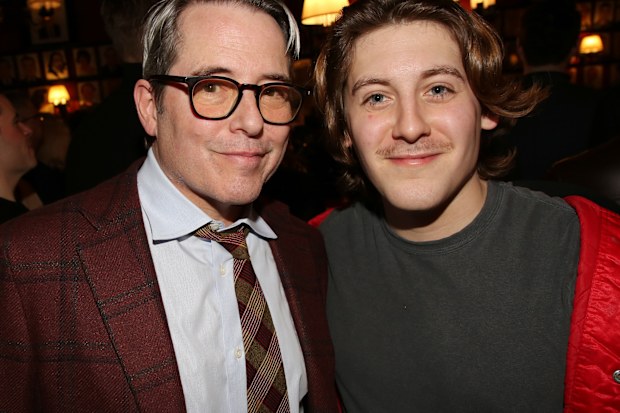 NEW YORK, NEW YORK - JANUARY 26: Matthew Broderick and James Wilkie Broderick pose at a book release party for Marc Shaiman's new book "Never Mind the Happy" at Sardi's on January 26, 2026 in New York City. (Photo by Bruce Glikas/Getty Images)