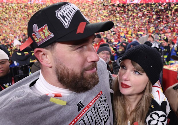 Taylor Swift celebrates with Travis Kelce 