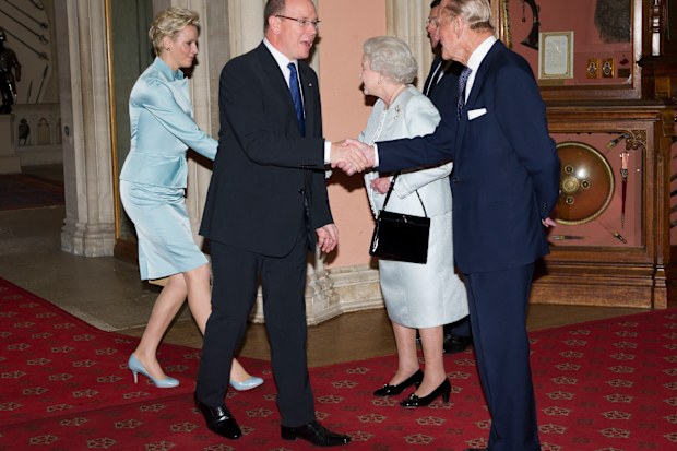Her Majesty The Queen, accompanied by His Royal Highness The Duke of Edinburgh, gave a lunch at Windsor Castle for Sovereign Monarchs to commemorate her Diamond Jubilee. 
