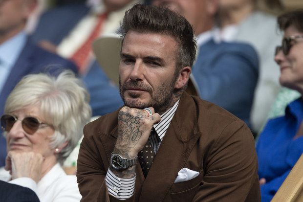 Former Manchester United and England footballer David Beckham watching the action at Wimbledon in 2022. (Photo by Visionhaus/Getty Images)