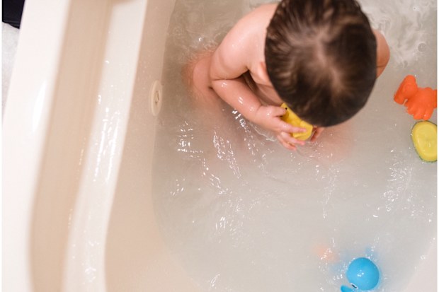 Rosie was left unattended in the bath with her twin brother while her mother was distracted on the phone.
