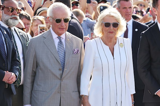 SYDNEY, AUSTRALIA - OCTOBER 22: King Charles III and Queen Camilla arrive at the Sydney Opera House on October 22, 2024 in Sydney, Australia. The King's visit to Australia is his first as monarch, and the Commonwealth Heads of Government Meeting (CHOGM) in Samoa will be his first as head of the Commonwealth. (Photo by Chris Jackson/Getty Images)