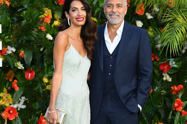 George and Amal Clooney  attend the "Ticket To Paradise" World Film Premiere at Odeon Luxe Leicester Square on September 07, 2022 in London, England. (Photo by Joe Maher/Getty Images)