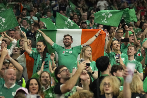 Ireland's fans celebrate as their team won.