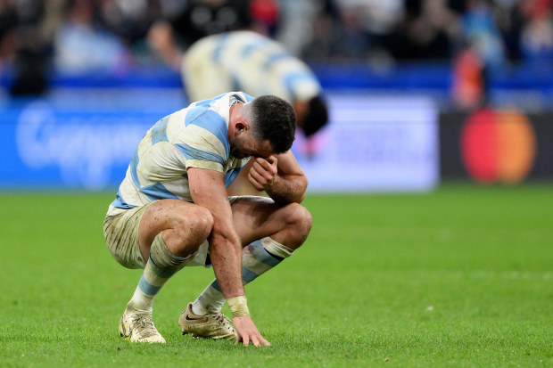 Emiliano Boffelli of Argentina looks dejected at fulltime.
