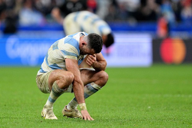 Emiliano Boffelli of Argentina looks dejected at fulltime.