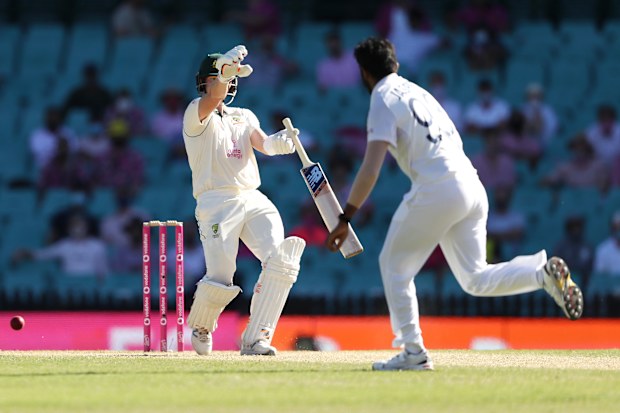 Steve Smith of Australia bats during day three.
