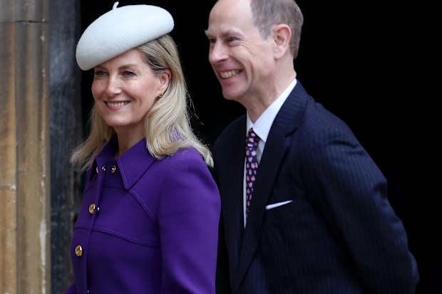 WINDSOR, ENGLAND - MARCH 31: Sophie, Duchess of Edinburgh and Prince Edward, Duke of Edinburgh attend the Easter Mattins Service at Windsor Castle on March 31, 2024 in Windsor, England. (Photo by Chris Jackson/Getty Images)