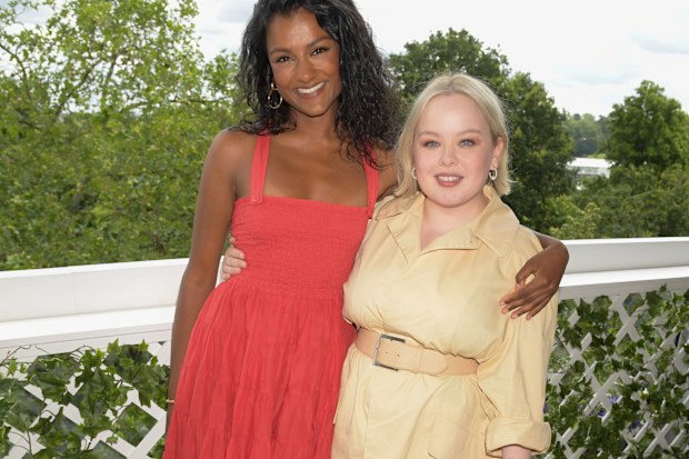 LONDON, ENGLAND - JULY 05:  Simone Ashley, wearing Polo Ralph Lauren, and Nicola Coughlan, wearing Ralph Lauren, attend the Polo Ralph Lauren & British Vogue day during Wimbledon at All England Lawn Tennis and Croquet Club on July 5, 2021 in London, England.  (Photo by David M. Benett/Dave Benett/Getty Images for Ralph Lauren)