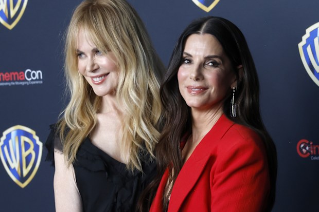 Nicole Kidman and Sandra Bullock promote Practical Magic 2 at the Warner Bros. Pictures presentation at The Dolby Colosseum at Caesars Palace during CinemaCon, on April 14, 2026 in Las Vegas, Nevada. 