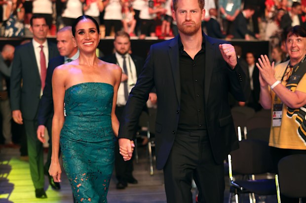 DUESSELDORF, GERMANY - SEPTEMBER 16: Prince Harry, Duke of Sussex, and Meghan, Duchess of Sussex attend the closing ceremony of the Invictus Games Düsseldorf 2023 at Merkur Spiel-Arena on September 16, 2023 in Duesseldorf, Germany. (Photo by Chris Jackson/Getty Images for the Invictus Games Foundation)