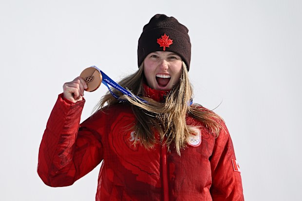 Candian Bronze medalist Megan Oldham shortly after receiving her medal from Princess Anne at the Milano Cortina 2026 Winter Olympic games on February 9, 2026.