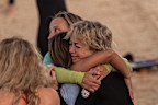 Sarah Buckley , friend of Ash Good , killed in the attack. Hundreds of boardriders made a circle off Bondi Beach in memory of those killed at the Bondi Junction stabbing attack. Photo Nick Moir 23 April 2024
