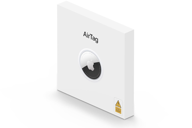 Apple's AirTag retail box updated with new button-battery warning label