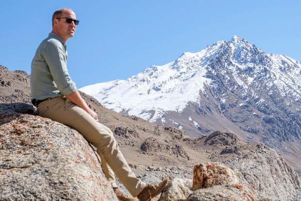 In this Oct. 2019 handout photo provided by Kensington Palace and released on Tuesday, Dec. 31, 2019, Britain's Prince William sits at a glacier in the Hindu Kush mountain range, situated in the Chitral District of Pakistans Khyber-Pakhtunkwa Province. Prince William is kick-starting 2020 with a new drive to dispel the current pessimism around the environment and replace it with fresh optimism and action, by announcing The Earthshot Prize: an ambitious set of challenges initiating global, cross-