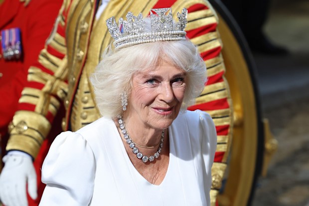 Queen Camilla wearing the Diamond Diadem 