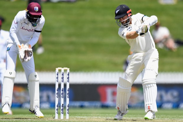 Kane Williamson of New Zealand bats during day two.