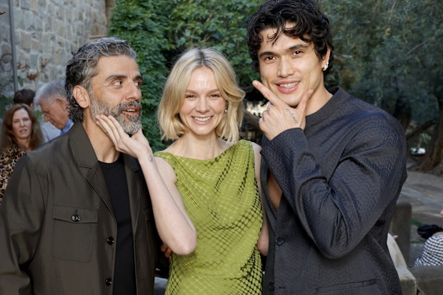 Oscar Isaac, Carey Mulligan, and Charles Melton attend Netflix's BEEF season 2 Montecito Tastemaker at a private residence on April 10, 2026 in Montecito, California. 