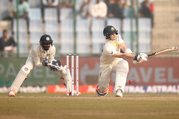 Steve Smith of Australia is out LBW by Ravichandran Ashwin of India during day three of the Second Test match in the series between India and Australia at Arun Jaitley Stadium on February 19, 2023 in Delhi, India. (Photo by Robert Cianflone/Getty Images)