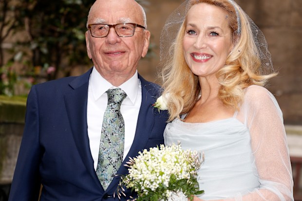 Jerry Hall and Rupert Murdoch at their second wedding ceremony on March 5, 2016 in London, England. 