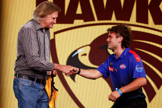 Nick Watson and Hawthorn legend Michael Tuck.