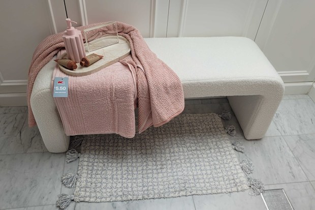 Kmart towels styled in a bathroom