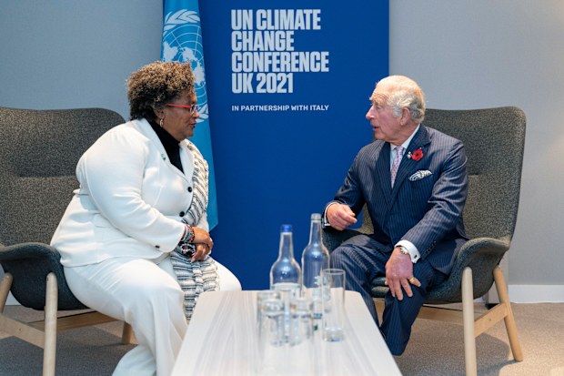 The Prince of Wales, Prince Charles and Prime Minister of Barbados Mia Amor Mottley at COP26