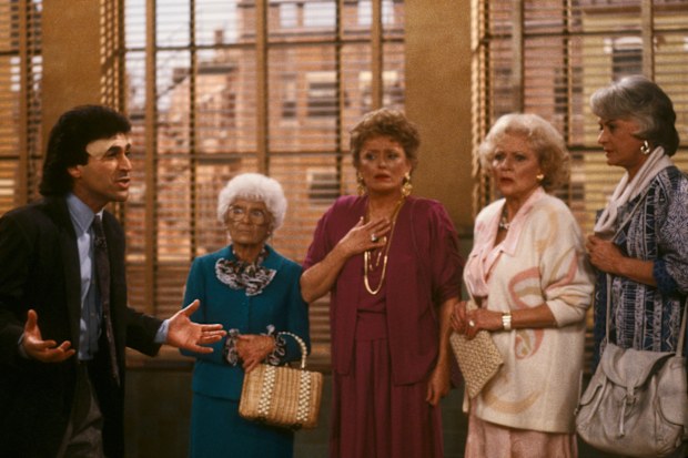 Chick Vennera, Betty White, Rue McClanahan, Bea Arthur and Estelle Getty in The Golden Girls.