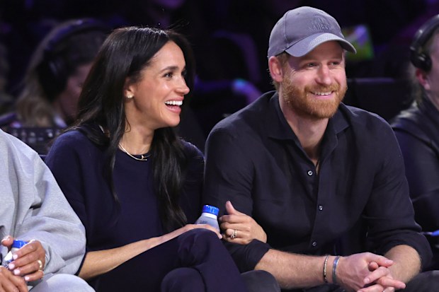 Meghan, Duchess of Sussex and Prince Harry, Duke of Sussex attend the 75th NBA All-Star Game at Intuit Dome on February 15, 2026 in Inglewood, California.