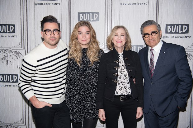 NEW YORK, NY - FEBRUARY 06:  Build Series Presents Eugene Levy, Dan Levy, Catherine O'Hara and Annie Murphy Discussing "Schitt's Creek" at Build Studio on February 6, 2017 in New York City.  (Photo by Dave Kotinsky/Getty Images)