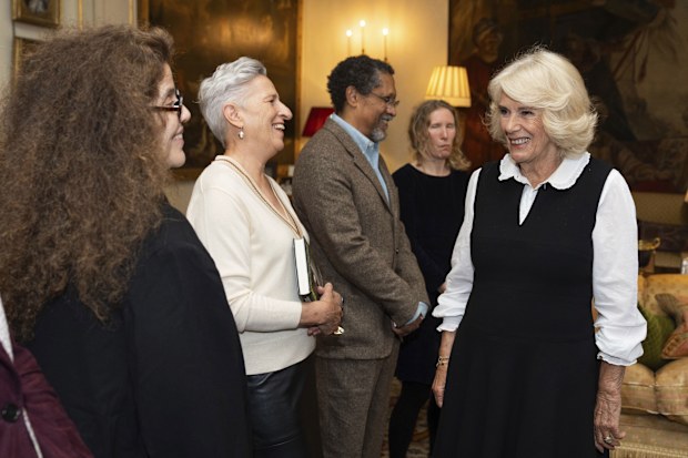 Queen Camilla talks with Charlotte Wood